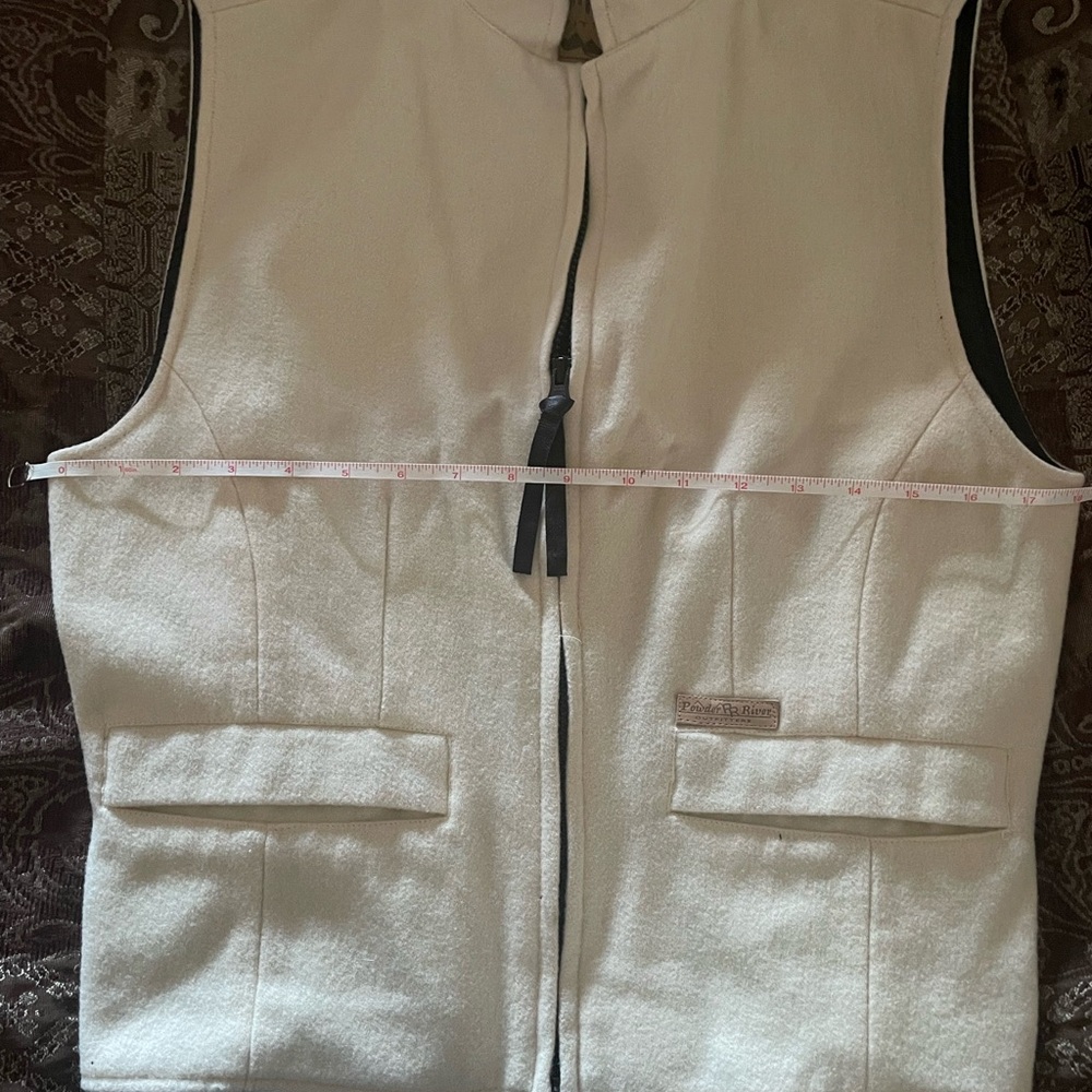 Powder River Outfitters Wool M Women's Cream Zip-Up Vest with Stand Collar - Picture 5 of 6